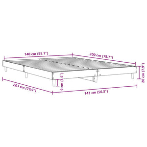 Giroletto senza Materasso-Struttura Letto Rovere Sonoma 140x200cm in Truciolato 150417
