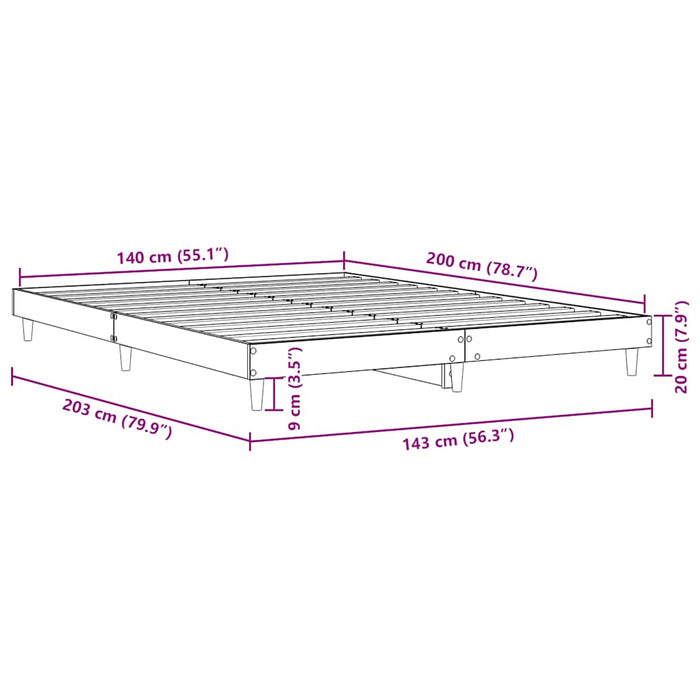 Giroletto senza Materasso-Struttura Letto Rovere Sonoma 140x200cm in Truciolato 150417