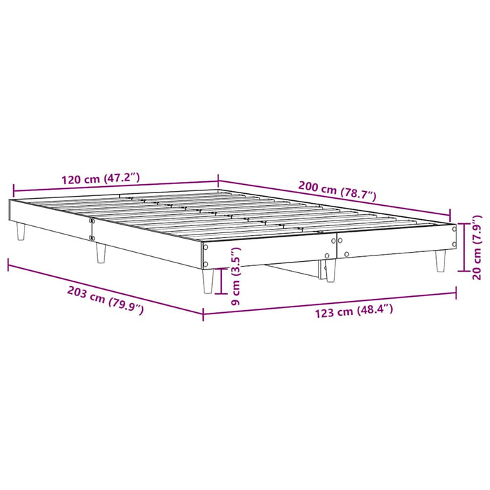 Giroletto senza Materasso-Struttura Letto Rovere Sonoma 120x200cm in Truciolato 949861