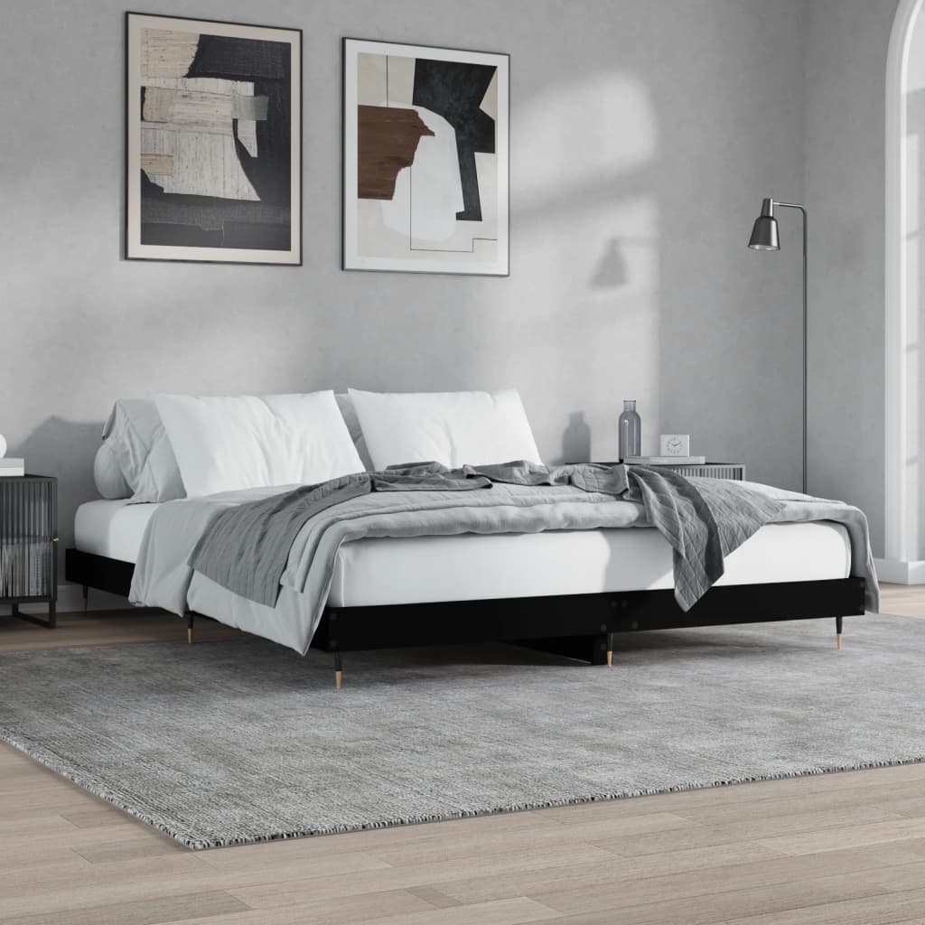 Giroletto-Struttura Letto Nero 200x200 cm in Legno Multistrato 597452