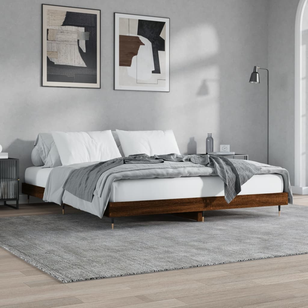 Giroletto senza Materasso-Struttura Letto Rovere Marrone 200x200 cm Truciolato 251946