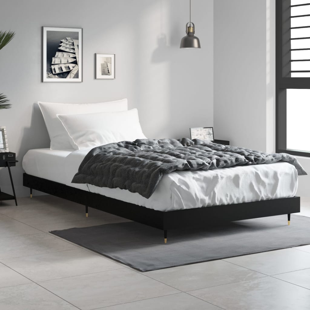 Giroletto-Struttura Letto Nero 90x200 cm in Legno Multistrato 502436