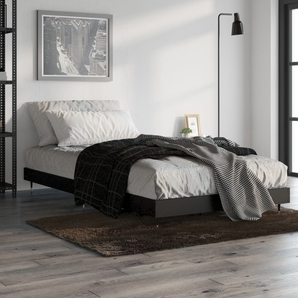 Giroletto-Struttura Letto Nero 90x200 cm in Legno Multistrato 502436
