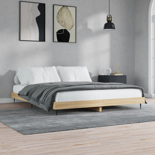 Giroletto senza Materasso-Struttura Letto Rovere Sonoma 200x200cm in Truciolato 607172