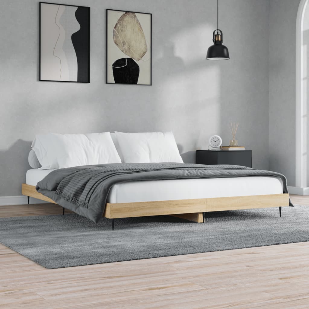 Giroletto senza Materasso-Struttura Letto Rovere Sonoma 140x200cm in Truciolato 744818