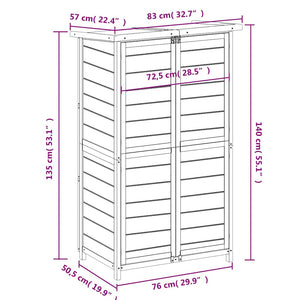 Rimessa da Giardino-Capanno da Giardino Marrone 83x57x140 cm Legno Massello di Pino