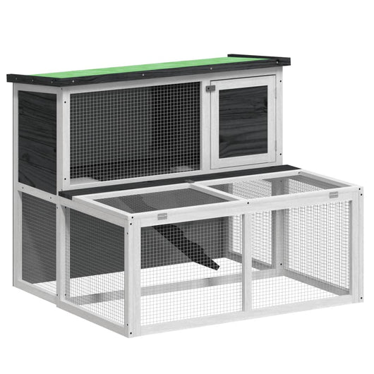 vidaXL Conigliera Grigia 102x90x84,5 cm in Legno Massello di Pino