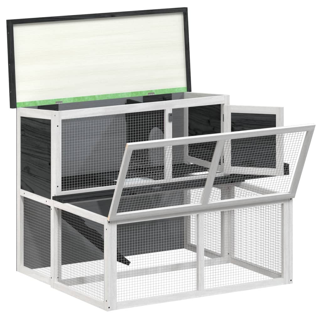 Conigliera Grigia 102x90x84,5 cm in Legno Massello di Pino 172284