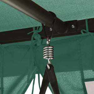 Gazebo con Panca a Dondolo Convertibile Verde Tessuto e Acciaio 363327