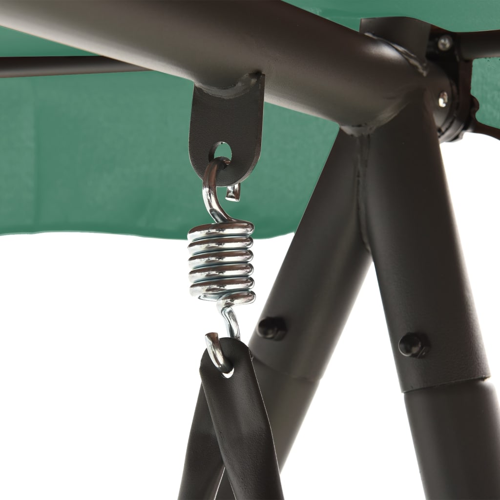 Panca a Dondolo con Baldacchino Verde 198 cm Tessuto e Acciaio 363331