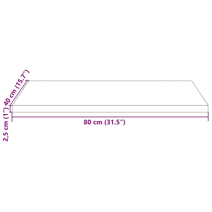 Piano Tavolo 80x40x2,5 cm Legno Massello di Pino Rettangolare