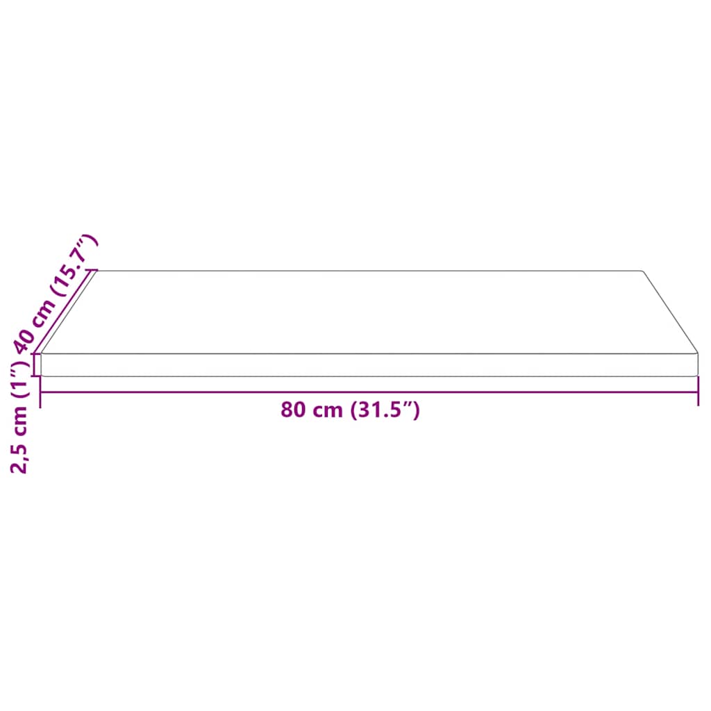 Piano Tavolo Bianco 80x40x2,5 Legno Massello Pino Rettangolare 824401