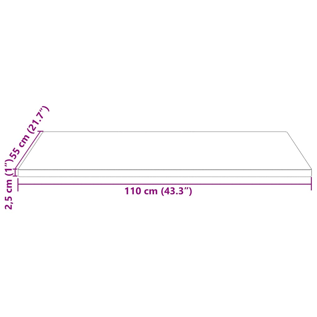 Piano Tavolo Bianco 110x55x2,5 Legno Massello Pino Rettangolare