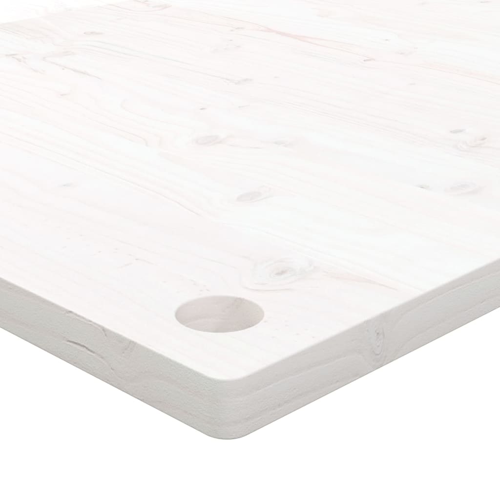 Piano Scrivania Bianco 100x50x2,5 cm in Legno Massello di Pino 824456