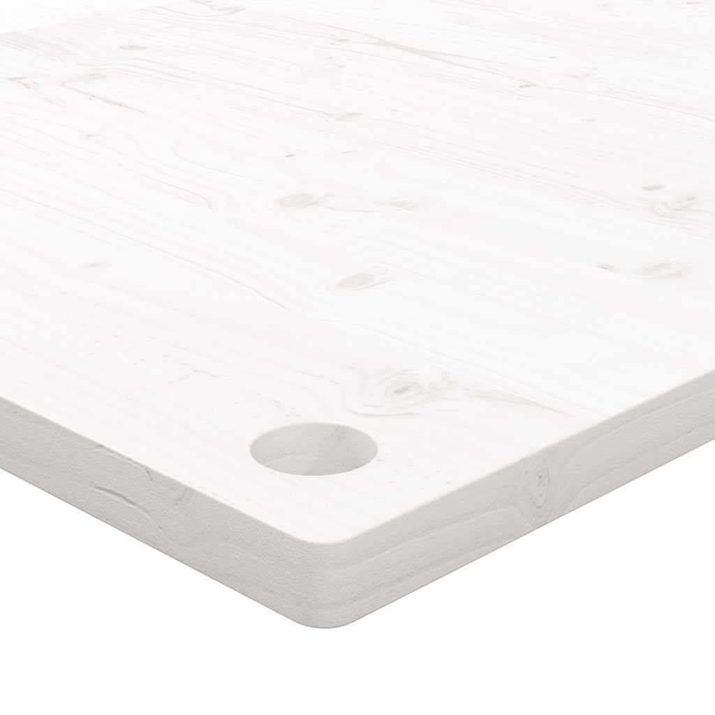 Piano Scrivania Bianco 100x60x2,5 cm in Legno Massello di Pino
