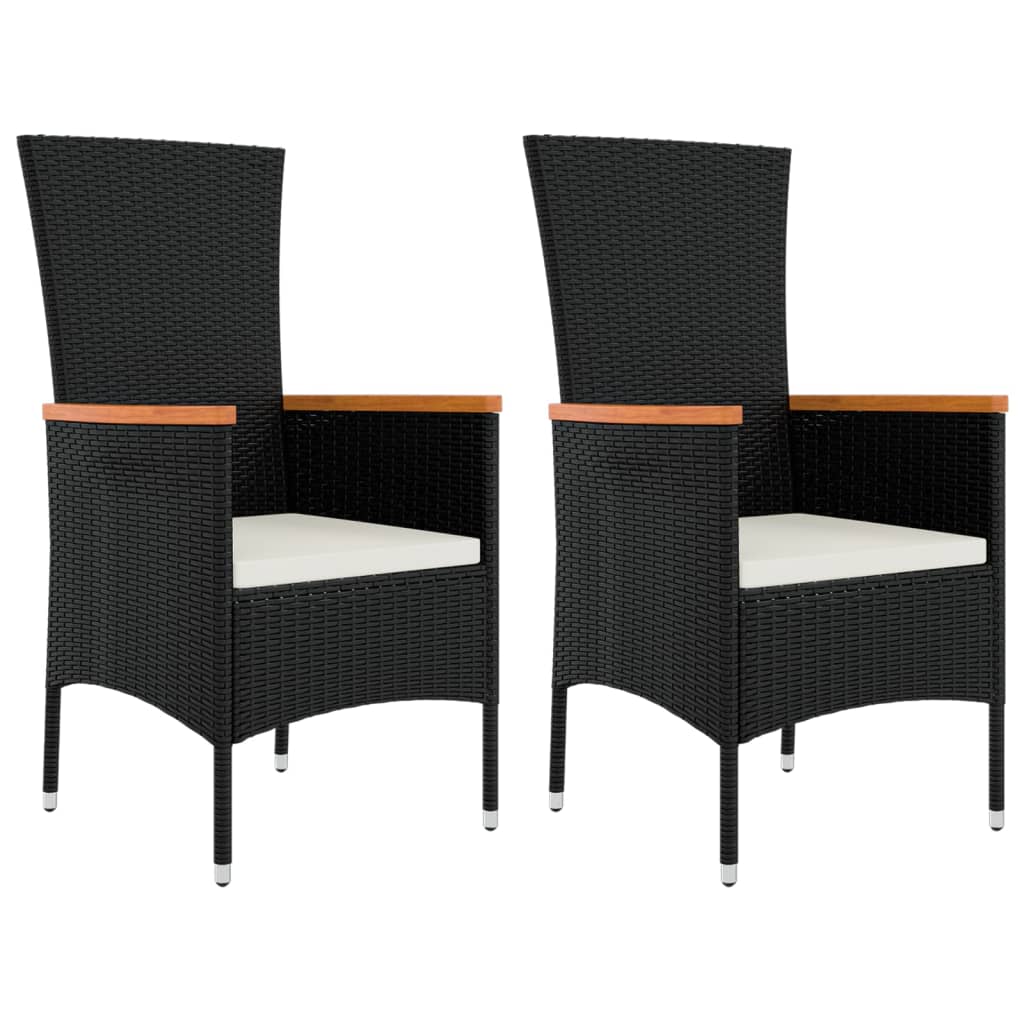 Set da Pranzo da Giardino 3 pz con Cuscini Nero in Polyrattan 3157528