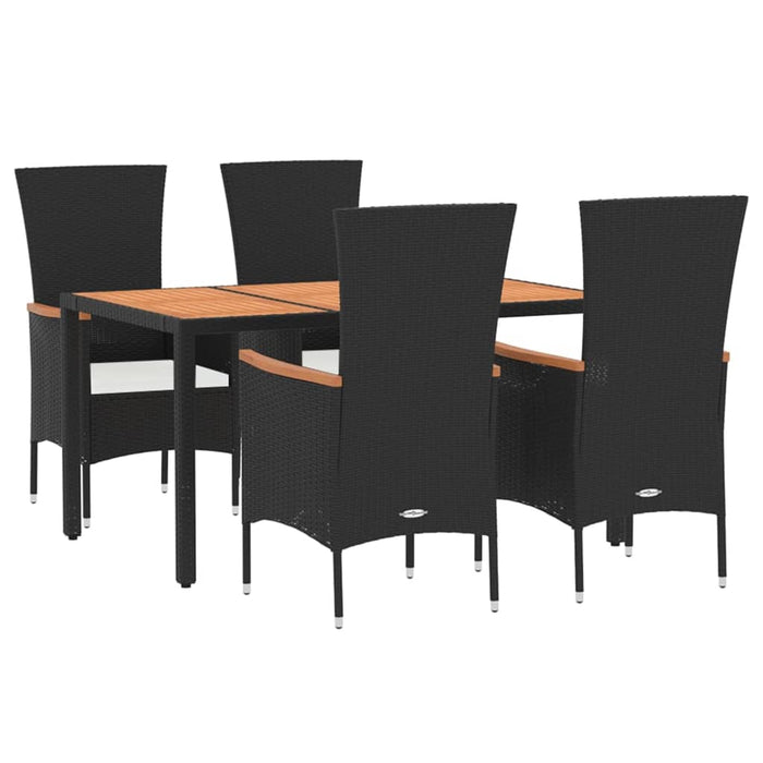 Set da Pranzo da Giardino 5 pz Nero con Cuscini in Polyrattan 3157530