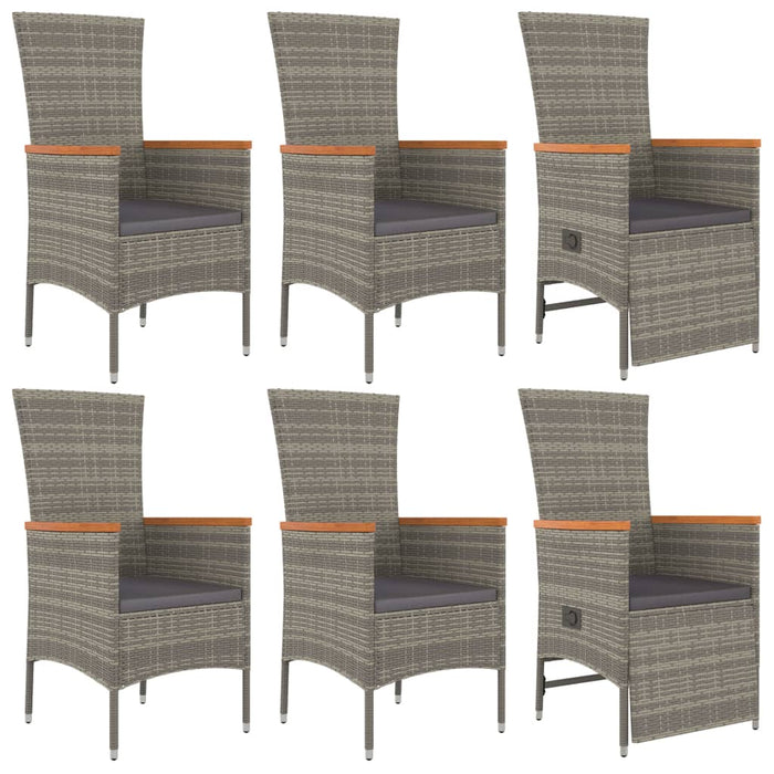 Set da Pranzo da Giardino 7 pz con Cuscini in Polyrattan Grigio 3157541