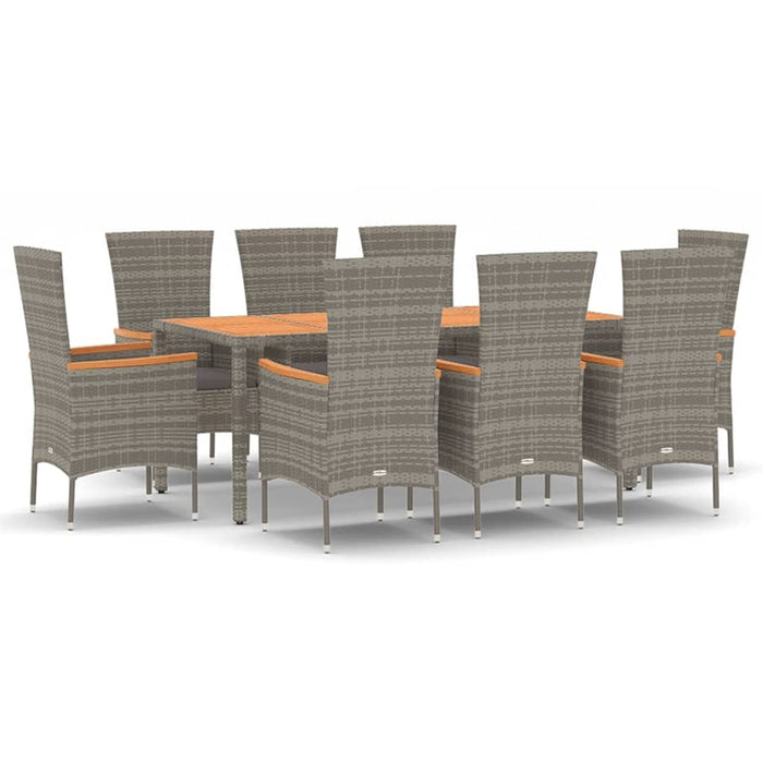 Set da Pranzo da Giardino 9 pz con Cuscini in Polyrattan Grigio 3157543