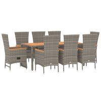 Set da Pranzo da Giardino 9 pz con Cuscini in Polyrattan Grigio 3157545