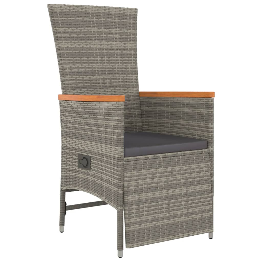 Set da Pranzo da Giardino 9 pz con Cuscini in Polyrattan Grigio 3157545