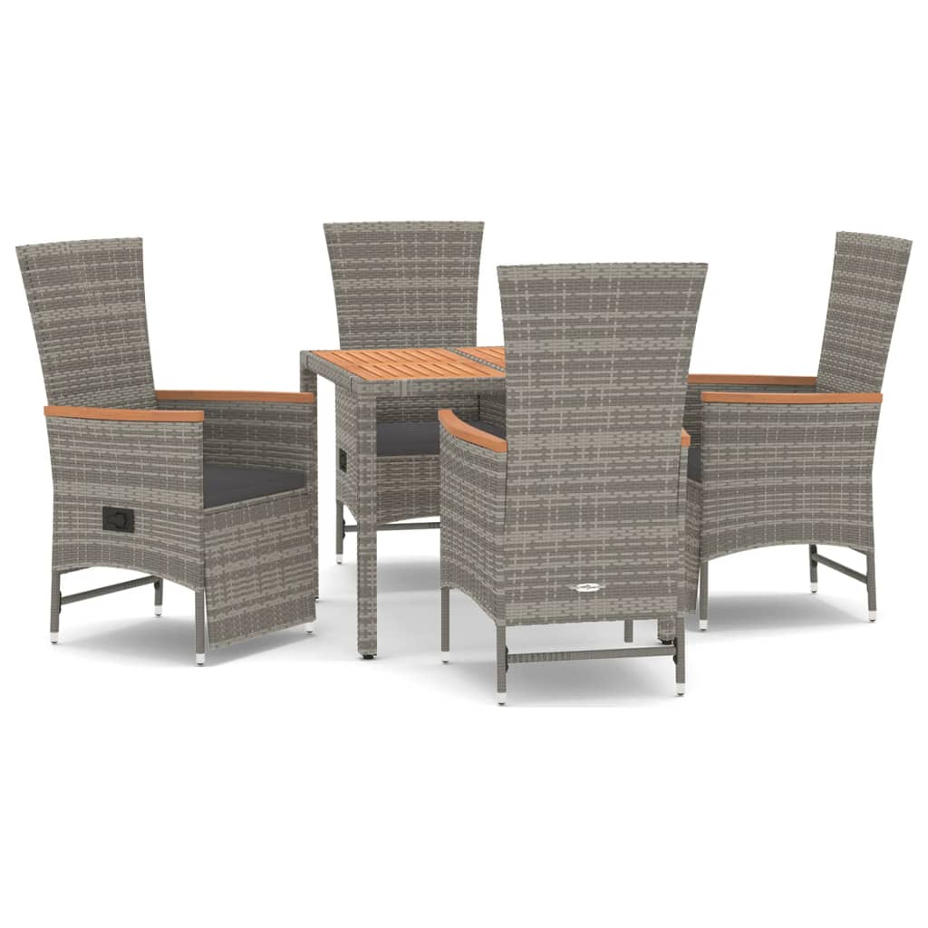 Set da Pranzo da Giardino 5 pz con Cuscini in Polyrattan Grigio 3157548