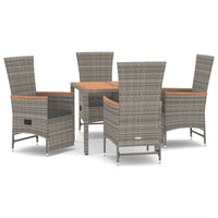 Set da Pranzo da Giardino 5 pz con Cuscini in Polyrattan Grigio 3157548