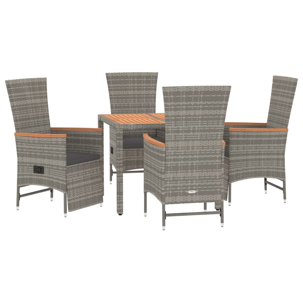 Set da Pranzo da Giardino 5 pz con Cuscini in Polyrattan Grigio 3157548