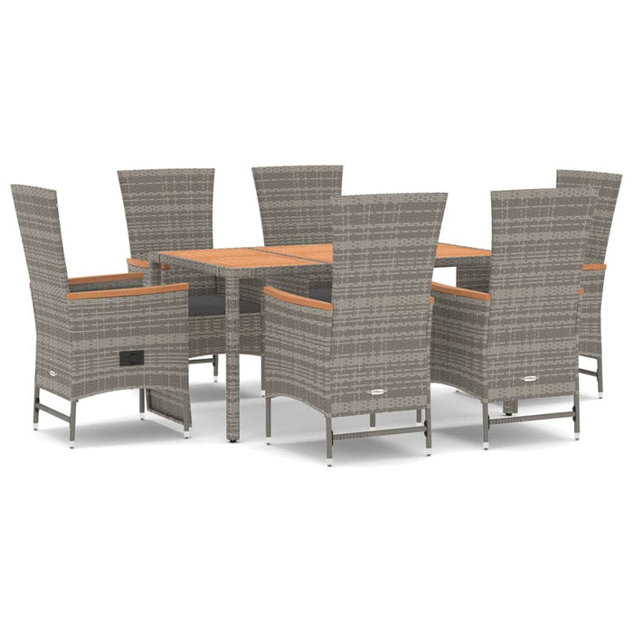 Set da Pranzo da Giardino 7 pz con Cuscini in Polyrattan Grigiocod mxl 77291