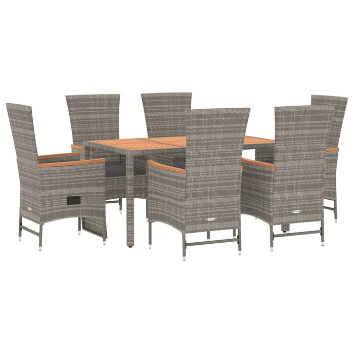 Set da Pranzo da Giardino 7 pz con Cuscini in Polyrattan Grigiocod mxl 77291
