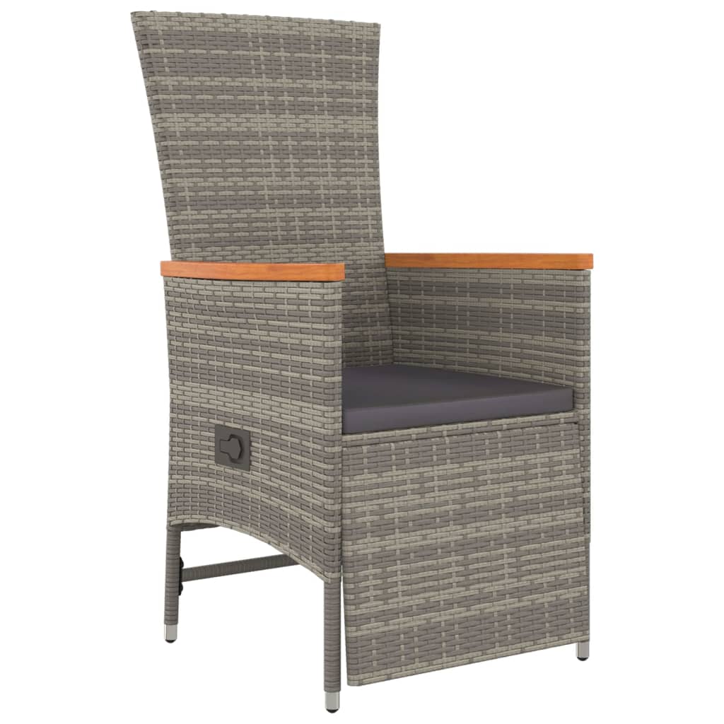 Set da Pranzo da Giardino 9 pz con Cuscini in Polyrattan Grigio 3157554