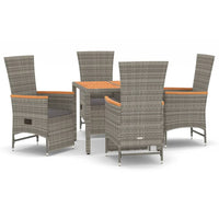 Set da Pranzo da Giardino 5 pz con Cuscini in Polyrattan Grigio 3157556