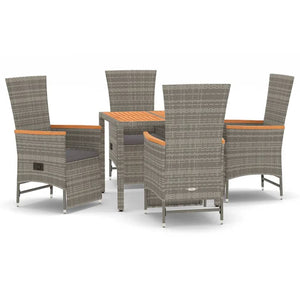 Set da Pranzo da Giardino 5 pz con Cuscini in Polyrattan Grigio 3157556