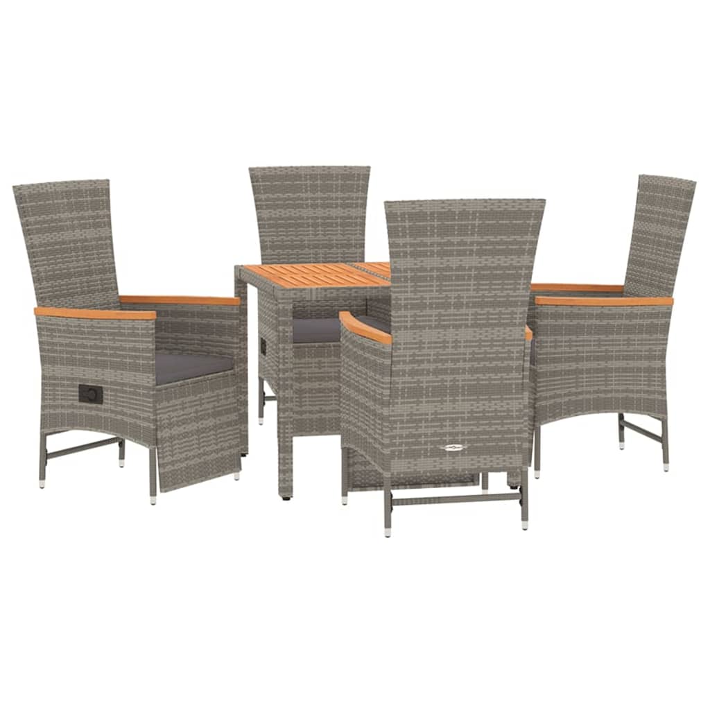 Set da Pranzo da Giardino 5 pz con Cuscini in Polyrattan Grigio 3157556