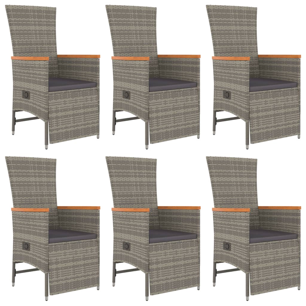 Set da Pranzo da Giardino 7 pz con Cuscini in Polyrattan Grigio 3157558