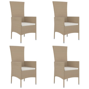 Set da Pranzo da Giardino 5 pz con Cuscini Beige in Polyrattan 3157562