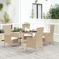 Set da Pranzo da Giardino 5 pz con Cuscini Beige in Polyrattan 3157562