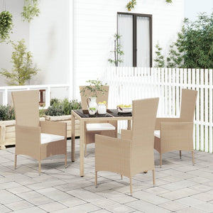 Set da Pranzo da Giardino 5 pz con Cuscini Beige in Polyrattan 3157562