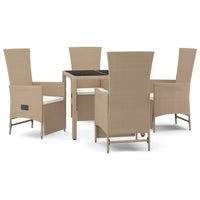 Set da Pranzo da Giardino 5 pz con Cuscini Beige in Polyrattan 3157577