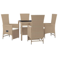 Set da Pranzo da Giardino 5 pz con Cuscini Beige in Polyrattan 3157577