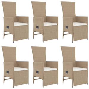 Set da Pranzo da Giardino 7 pz con Cuscini Beige in Polyrattan 3157578