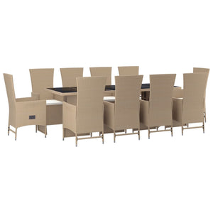 Set da Pranzo da Giardino 11 pz con Cuscini Beige in Polyrattancod mxl 124338