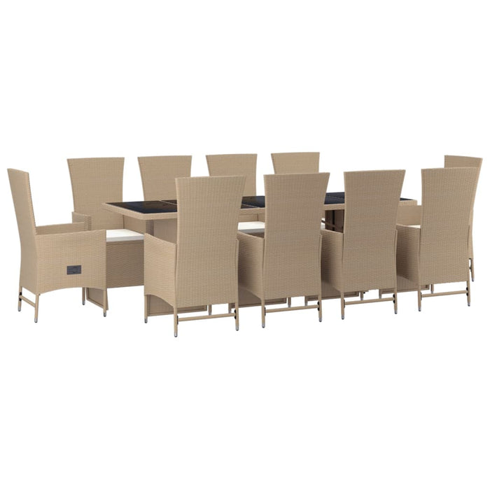 Set da Pranzo da Giardino 11 pz con Cuscini Beige in Polyrattancod mxl 124338