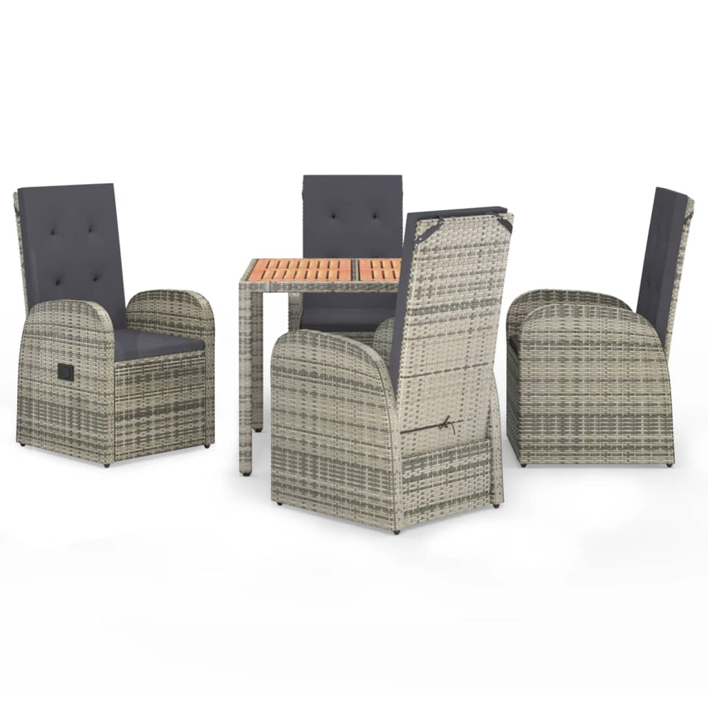 Set da Pranzo da Giardino 5 pz con Cuscini in Polyrattan Grigio 3157583