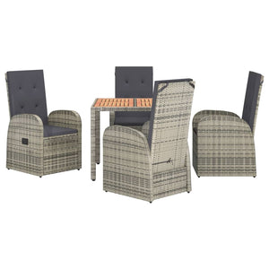 Set da Pranzo da Giardino 5 pz con Cuscini in Polyrattan Grigio 3157583