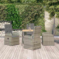 Set da Pranzo da Giardino 5 pz con Cuscini in Polyrattan Grigio 3157583