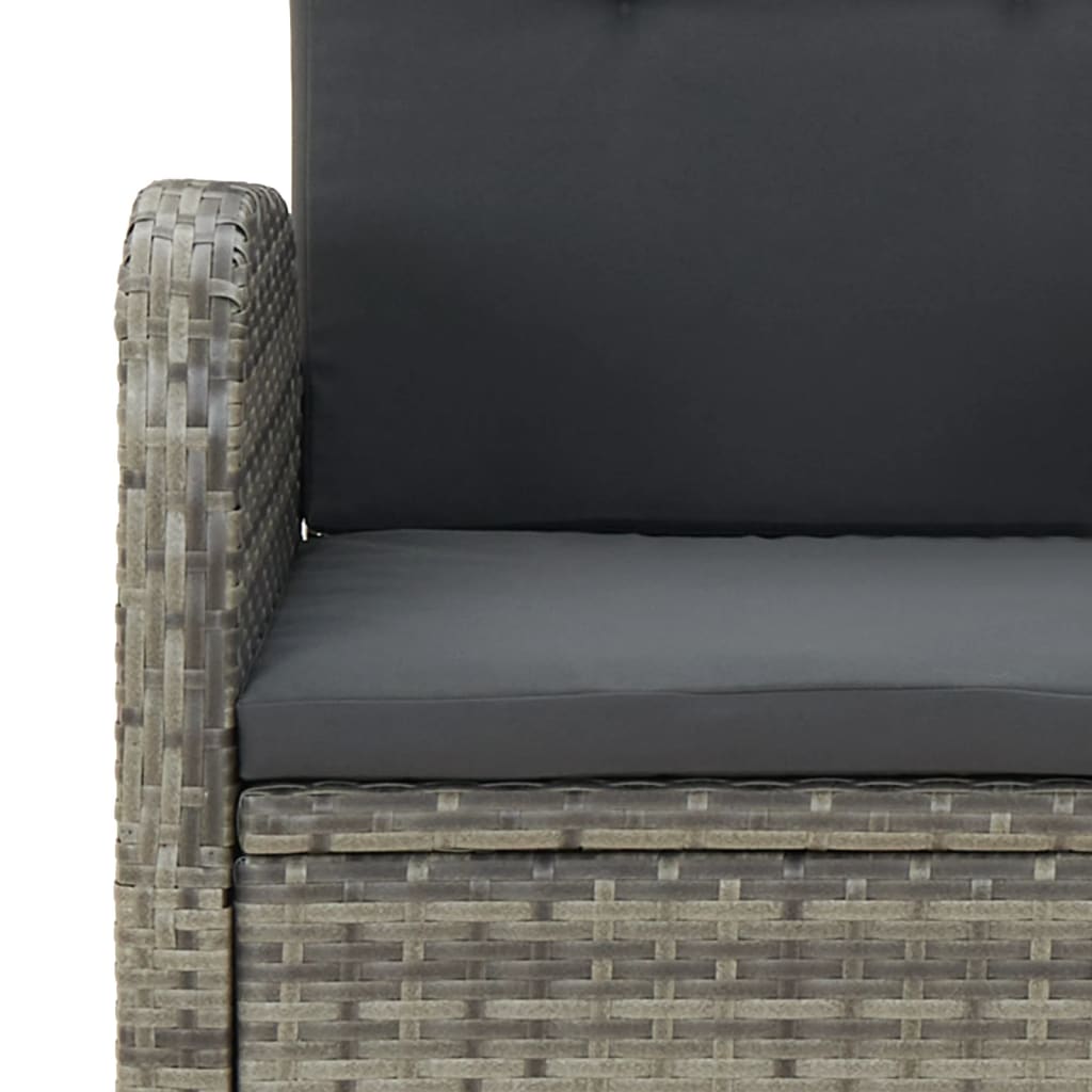 Set da Pranzo da Giardino 9 pz con Cuscini in Polyrattan Grigio 3157589