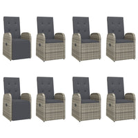 Set da Pranzo da Giardino 9 pz con Cuscini in Polyrattan Grigio 3157590