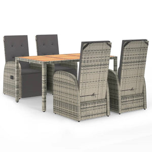 Set da Pranzo da Giardino 5 pz con Cuscini in Polyrattan Grigio 3157593