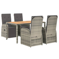 Set da Pranzo da Giardino 5 pz con Cuscini in Polyrattan Grigio 3157593